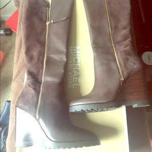 Michael Kors Clara Wedge Brown Leather boot